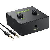 【Dual-Function Switching】 --- This Audio Bi-Directional Switcher supports 2-in-1-out or 1-in-2-out, Perfect for music, gaming, meetings, or sharing speakers and headphones. (Note: when 1-in-2-out mode, one device can output at a time – not a splitter...