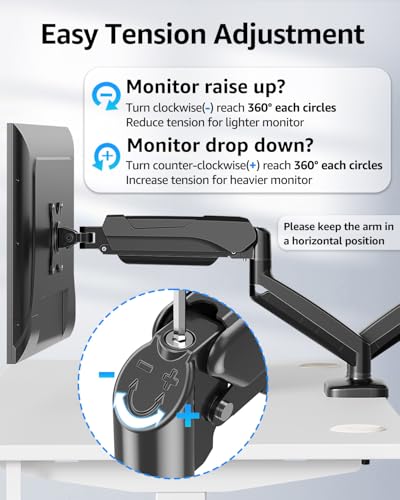 Image of MOUNTUP Dual Monitor Stand for Desk, Gas Spring Monitor Arms for 32 27 24 22 Inches, Height Adjustable Double Monitors Mount, VESA Mount with C-Clamp & Grommet Base, Holds 4.4-17.6lbs