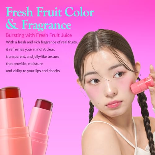 Image of Elensilia Plush Water Jelly Lip & Cheek Tint - Juicy Grapefruit, 10g (0.35oz) | Lightweight & Buildable Tint for a Natural, Fresh Glow