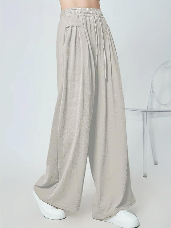 Image of GRECIILOOKS High Waist Polycotton Trousers for Women - Flared Parachute Pants with Side Pockets | Casual Travel Cargo Pants (Available in Plus Size and Value Pack)