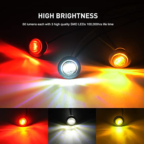 Image of Nilight 30 PCS 3 /4 inch Round Clearance Light LED Front Rear Side Marker Lights | Bullet Lights For Truck RV Car Bus Trailer Van Caravan Boat Accessories, Waterproof Design