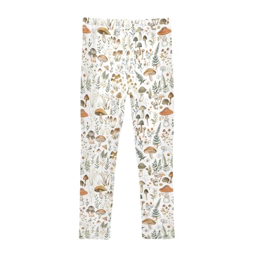 senya Girls Printed Leggings Yoga Pants Mushrooms Wildflowers Leaf for Kids in 4t to 10 Years, 4T2