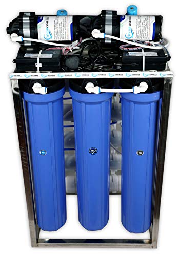 Image of 50 LPH commercial RO water purifier Plant 50 Litre Per Hour Blue Stainless steel Full Automatic with TDS Adjuster