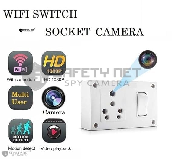 Image of SAFETYNET 1080P Full HD WiFi Security Camera | 24 /7 Continuous Power | iWFCam App Live View | Motion Detection | Loop Recording | Mobile & PC Monitoring (Switch Socket)