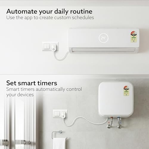 Image of AGARO Regency 16A Wi-Fi Smart Plug with Energy Monitoring & App Control, Compatible with Alexa & Google Assistant, Voice Control for Geyser, AC & Other Heavy Appliances, Timer & Scheduling, White