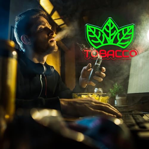 Image of Smoke Shop Neon Sign for Tobacco Store Advertisement,Man Cave Light,Home Bar or Garage Decor,Vibes Light for Pub,Smoking Lounge,5V USB Powered.