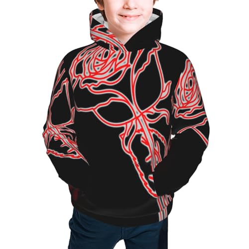 Red Rose Boy, Girls Sports Shirt Youth Pullover Fashion Hooded Sweatshirt