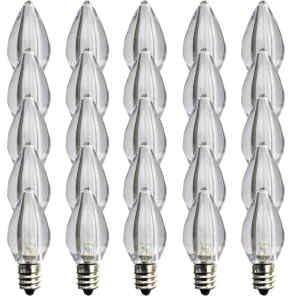 C7 Warm white LED Bulbs - Box of 25 Smooth Lens Warm white Transparent C7 Replacement Bulbs
