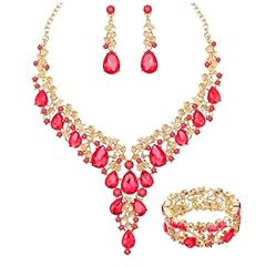 Red crystal-gold tone