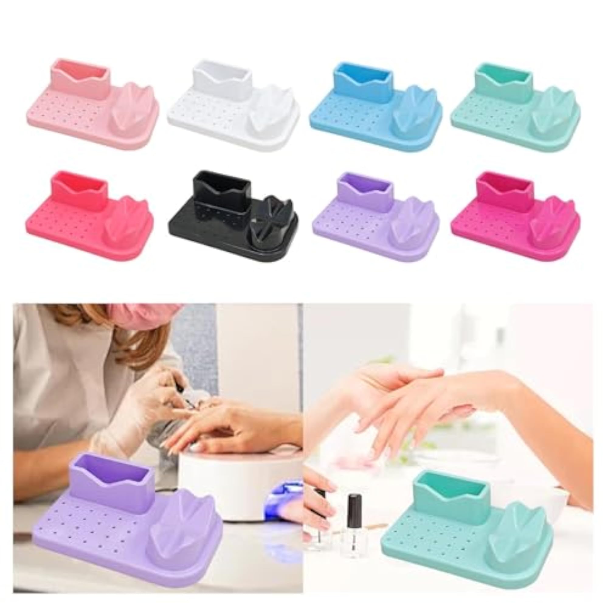 Nail Art Polishing Grinding Organizer Desk Professional 20 Holes Bits Holder Pink