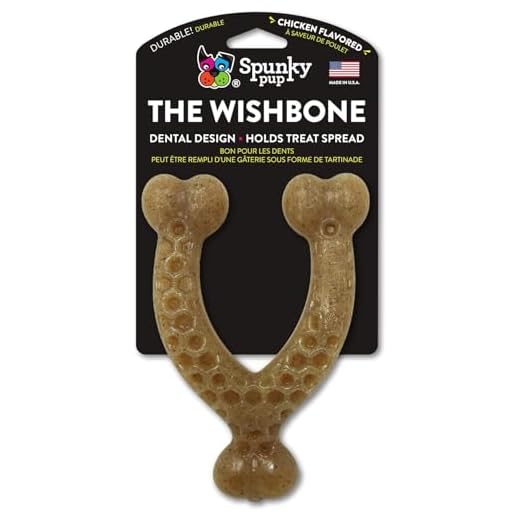 Spunky pup Wishbone Nylon Chew Toy, Chicken Flavored Nylon Dog Chew Toy, Promotes Dental Health - Wishbone, Large