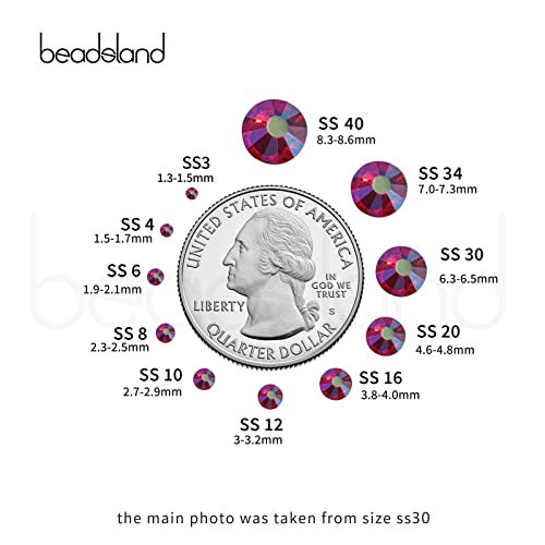Image of Beadsland 2880pcs Flat Back Crystal Rhinestones Round Gems for Nail Art and Craft Glue Fix, Light Siam AB, SS20,4.6-4.8mm
