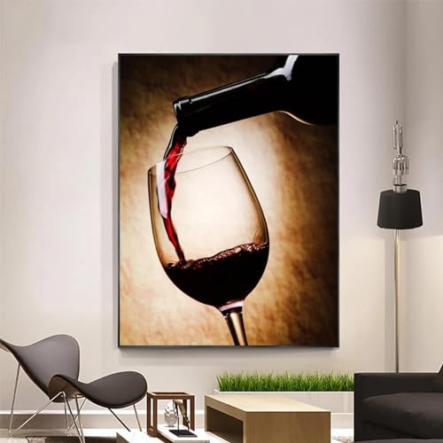 Toile verre de vin rouge moderne pour habiller un mur vide de cuisine - 3