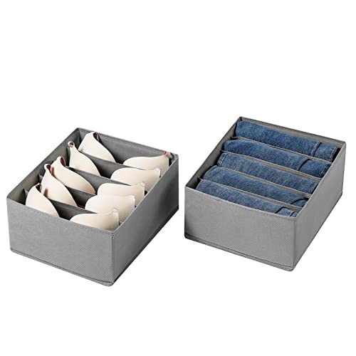 Coorganisers Jeans Drawer Organizers For Clothing, 5 Compartment Storage Box Wardrobe Clothes Organizer, Washable Clothes Organizer For Folded Clothes, Jeans, Pants, Leggings, T-Shirts(Grey) #TOP2