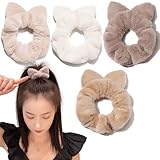 shefun ベロア シュシュ モコモコ ふわふわ 髪飾り 大人 ファー ヘアゴム 猫耳 4本セット 秋冬 レディース ヘアアクセ ベルベットシュシュ 可愛い 大きめ おしゃれ 髪ゴム JP240