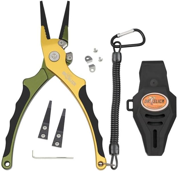 Dr. Slick Monsoon Pliers, 8.5 in, Pike & Musky Fishing, Storm Series (Green/Gold)