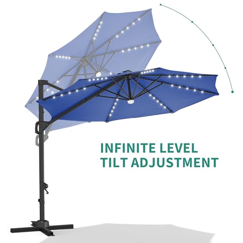 Garvee 10Ft Cantilever Patio Umbrella with 360° Rotation, Adjustable Tilt, Heavy-Duty 600D Oxford Fabric, Rust-Proof Aluminum Frame, Fits Most Stands, Without Base Weight