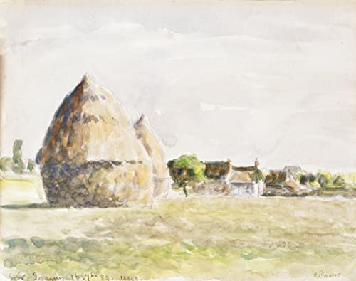 Toile Pissarro Haystack Eragny Evening pour habiller un grand mur vide de salon avec élégance