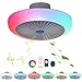 Plafonnier Ventilateur Design Silencieux Haut Parleur Bluetooth Music RGB Couleur Ventilateur Plafond avec Lumiere LED Éclairage Telecommande Chambre Salon Bureau Cuisine Lustre Ventilateur de Plafond