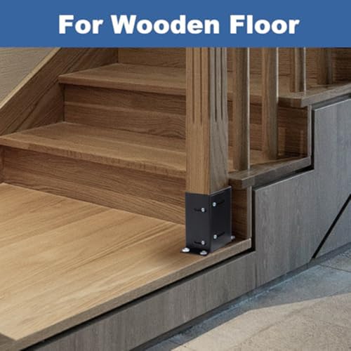 Kit de base de poste ajustable de acero negro para soporte de valla y buzón de madera 7