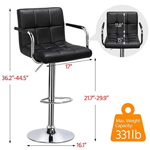Yaheetech 3-Piece Bar Table Set, Round Bar Table And Pu Leather Adjustable Swivel Chairs, Modern Counter Height Table Set With 2 Bar Stool For Kitchen, Black #TOP7