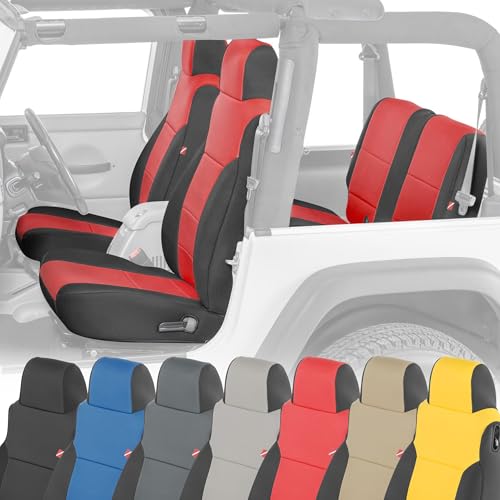 Diver Down Neoprene Seat Cover Set - Fits Jeep TJ 1997-2006 Wrangler - Front and Back Seat Set - Waterproof Custom Fit Seat Covers - Soft Padded Cushion Feel - (Without Jeep Logo Red 03-06)