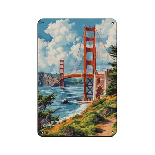 Image of San Francisco Travel Poster(2) Retro Poster Metal Tin Sign Chic Art Retro Iron Painting Bar People Cave Cafe Family Garage Poster Wall Decoration 8x12inch(20x30cm)