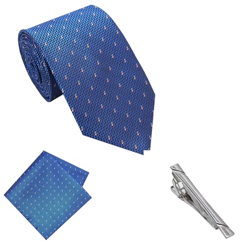 Image of TIE STUDIO Men's Necktie Pocket Square & Cufflink Set | Standard | Jacquard Fabric | Superior Stitching |