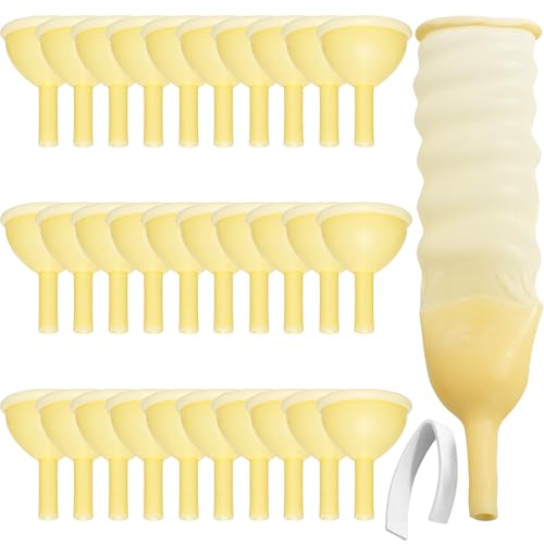 30 Pcs Latex Male Urine Sheath with Adhesive Band Comfortable Fit Easy Sizes Leak Prevention Individually Wrapped for Daily Use(25mm)