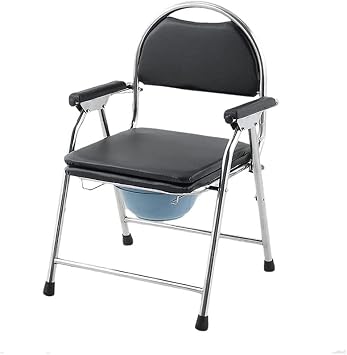 Foldable Commode Chair Portable Foldable Bedside Commodes Chair,Bathroom Toilet Chair with Backrest,Armrest,Height-Adjustable Shower Chair Camping Toilet Lightw