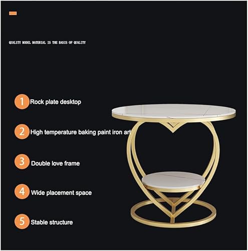 Image of Simple Modern Bedside Cabinet, Round Table with Metal Frame and Wooden top, Accent Coffee Table with Decorative Touch, and Sofa Side Table for The Living Room(Black White)