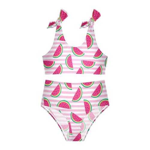 Toddler Girls Bikini Set Watermelon Stripes Swimsuits Kid Bowknot Swimwear 2 Piece Bathing Suit 3-12T3