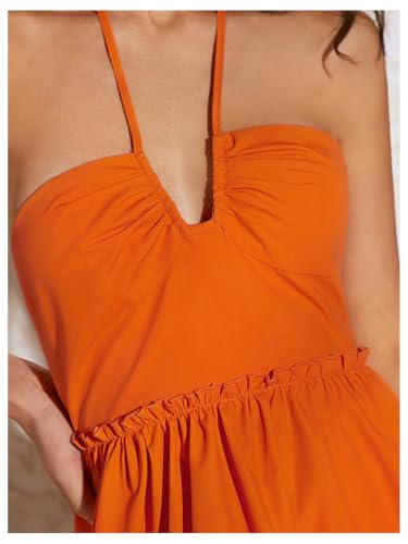 Image of SOLY HUX Women's Tie Dye Cami Dress Halter Backless Sleeveless A Line Short Summer Dresses Sundress