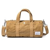 Gootium Compact Crossbody Bag – Canvas Shoulder Bag & Travel Organizer – Vintage Cylinder Style Mini Tote for EDC, Small Barrel Bag for Men & Women, Camel