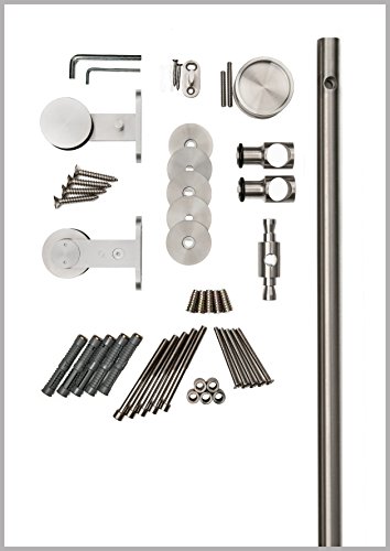 Strongar Contemporary Stainless Steel Sliding Barn Door Hardware For Wood Doors/Satin Finish - Grand-Wt Series (6' Rail Length) #TOP2