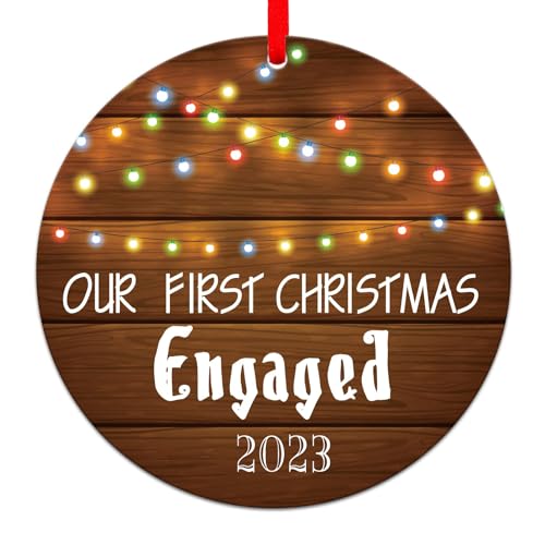 SICOHOME Our First Christmas Engaged Ornament 2023-3" Couple First Married Wedding Ornament Mr & Mrs Newlywed Christmas Ornaments