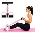 Pedal Resistance Bands with Handle, 6 Tube Sit Up Pull Rope Exercise Bands for Home Workout, Fitness Resistance Band with Foot Pedals for Abs, Legs, Pilates, Yoga & Full Body Training (Pink-Black)
