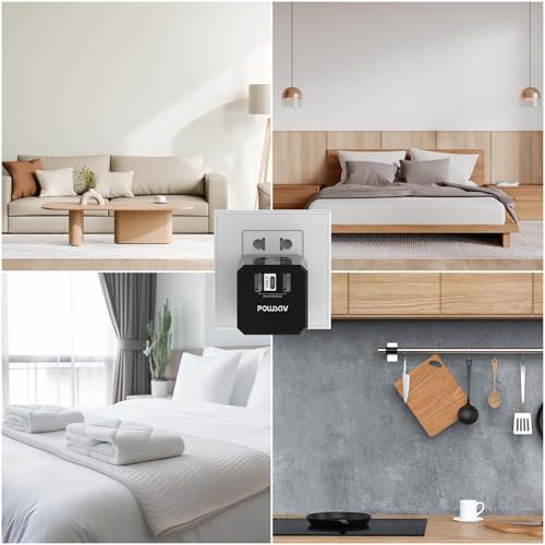Cruise Ship Essentials, 3-Side Outlet Splitter with 3 USB Ports(1 USB C) USB Wall Charger, Outlet Extender for Home, Office and Cruise, ETL Listed, Black by POWSAV - Used condition - Image 5