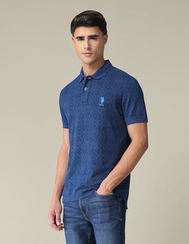 Image of U.S. Polo ASSN. Men's Slim Fit Cotton Polo T-Shirt, Ribbed Collar, Half Sleeves Casual Mens Tshirt for Men