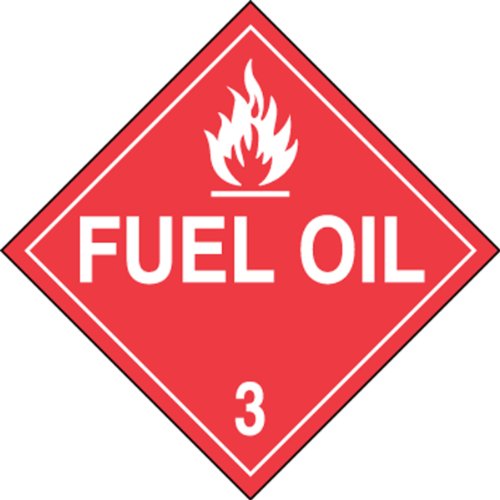 Image of Accuform MPL303CT50 PF-Cardstock Hazard Class 3 DOT Placard, Legend inchFuel Oil 3 inch with Graphic, 10-3 /4 inch Width x 10-3 /4 inch Length, White on Red (Pack of 50)