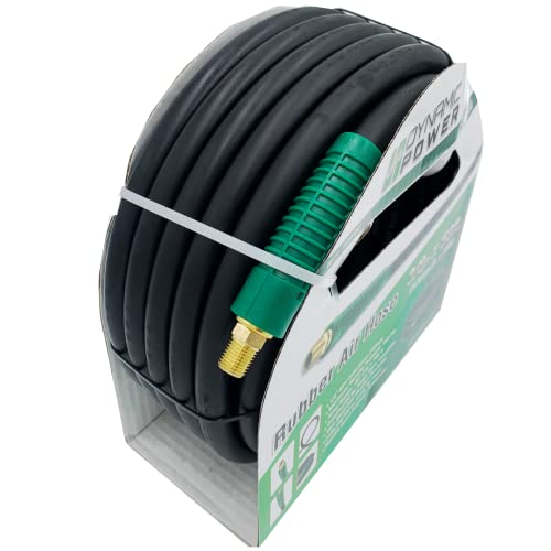 Dynamic Power PRO Black Rubber Air Hose 3/8\" x 50\' 300 PSI Assembly with 1/4\" Male Pipe Thread Fittings & Bend Restictors - Thumbnail 5