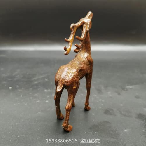 Antique Brass Deer Miniature Figurines,Animal Elk Statue Model Crafts Desktop Ornament Home Sand Table Garden Study Decor Accessories Paperweight #TOP4