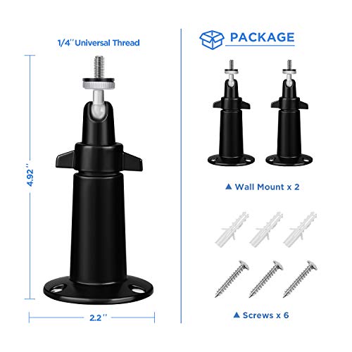 OLAIKE Smart Home Adjustable Indoor/Outdoor Metal Wall Mount (2 Pack) for Ring Stick Up Cam Wired/Battery & Indoor Cam, Eufy Cam E/2/2C, Wyze Pan v3, SimpliSafe Outdoor Security Camera, Black - Thumbnail 6