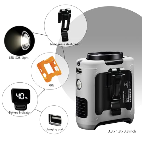 CAZOKASI 2024 Upgrade 10000mAh Waist Clip Fan Wearable Fan Portable Personal Body Fan Powerful Upto 40H Cooling and Heatstroke Prevention Fan (Gray and Orange) (10000mAh / Grey and Orange)