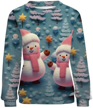 Generisch Pull De Noël Pour Femme - Impression 3D Drôle - Sweat De Noël à Col Rond - Pull En Tricot - Pull De Noël - Hiver - Mode Chaude - Élégant
