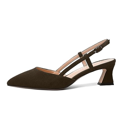 WAYDERNS Womens Slim Adjustable Strap Buckle Suede Pointed Toe Business Formal Kitten Low Heel Pumps Shoes 2 Inch2