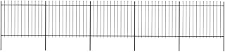 Decorative Steel Garden Fence with Spear Top, Steel Ornamental Security Palisade Fence, Outdoor Powder Coated Steel Decorative Garden Fence Panel, 334.6"x59.1" Black -4307