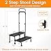 2 Step Stool with Handle for Elderly, Heavy Duty Step Stool with Adjustable Handrail, Non-Skid Platform and 6 Fixing Buckle, Bed Steps for High Beds for Adults, Seniors, Hold up to 450LBS Black