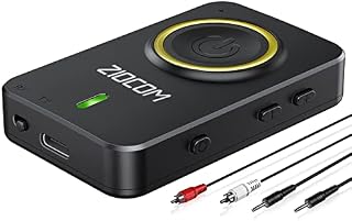 ZIOCOM Bluetooth Transmitter for TV PC, Bluetooth Receiver for Car Speaker, 2-in-1 Wireless 3.5mm Bluetooth Aux Adapter with Built-in Mic and Battery, Dual Link, aptX Low Latency