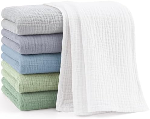 Bearmoss Moltontücher Baby 100% Baumwolle Weiche Spucktücher Baby,Atmungsaktiv und Extrem Saugfähig Musselin Tuch für Saugstark Mulltücher 6er 60x60 cm (Blau Grün)